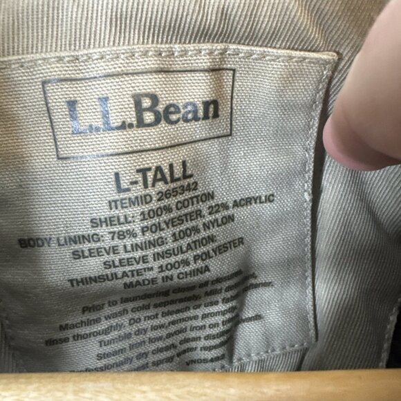 L.L.Bean Thinsulate Field Jacket L Tall Sherpa Lined Cargo Pockets - Picture 7 of 8